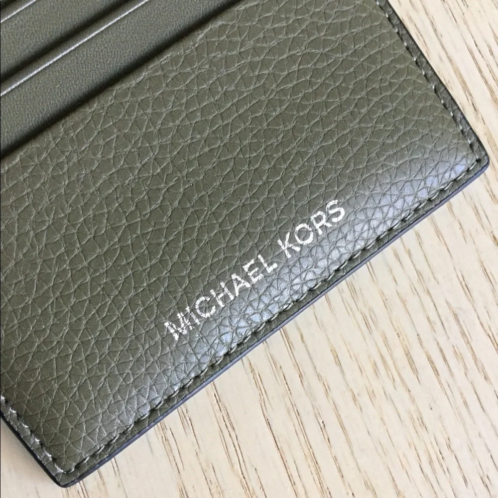 Michael Kors Cooper Olive Leather Card Holder Case